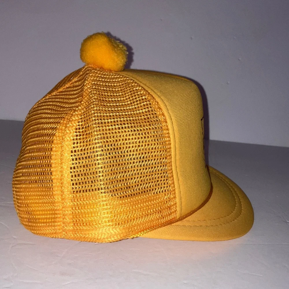Vintage University of Wyoming Yellow Mesh Trucker Hat‎ with Pom Pom Short Visor